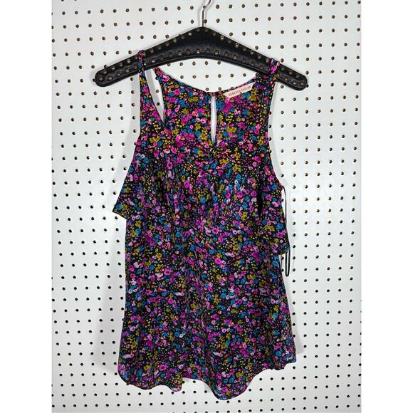 Rebecca Taylor colorful floral ruffle tank top silk blouse size 0 - Picture 1 of 7